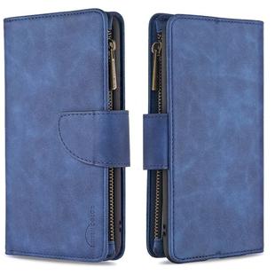 For Xiaomi Mi CC9 Pro Skin Feel Detachable Magnetic Zipper Horizontal Flip PU Leather Case with Multi-Card Slots & Holder & Wallet & Photo Frame & Lanyard(Blue)