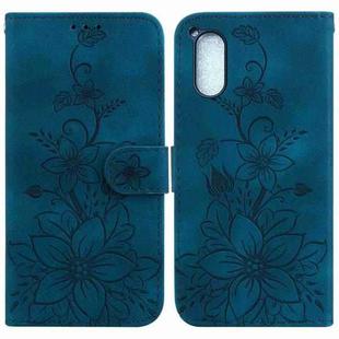 For Sony Xperia 5 V Lily Embossed Leather Phone Case(Dark Blue)