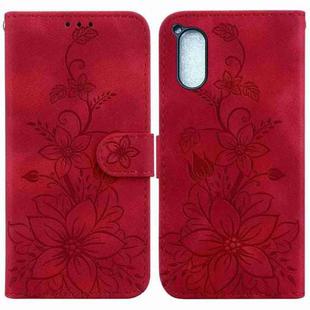 For Sony Xperia 5 V Lily Embossed Leather Phone Case(Red)