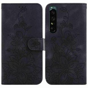 For Sony Xperia 1 IV Lily Embossed Leather Phone Case(Black)