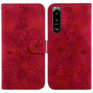 For Sony Xperia 5 III Lily Embossed Leather Phone Case(Red)