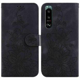 For Sony Xperia 5 III Lily Embossed Leather Phone Case(Black)