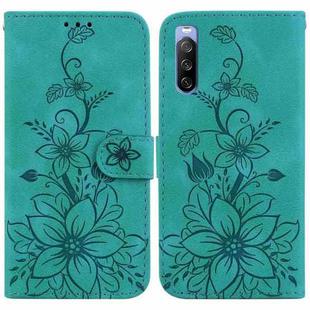 For Sony Xperia 10 III Lily Embossed Leather Phone Case(Green)