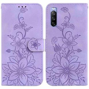 For Sony Xperia 10 III Lily Embossed Leather Phone Case(Purple)