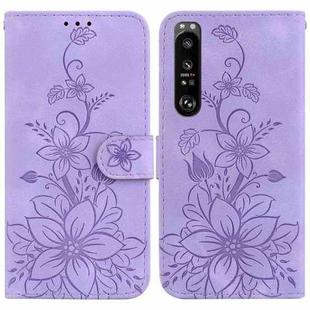 For Sony Xperia 1 III Lily Embossed Leather Phone Case(Purple)