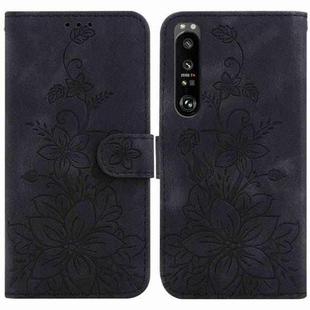 For Sony Xperia 1 III Lily Embossed Leather Phone Case(Black)
