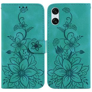 For Sony Xperia 10 VI Lily Embossed Leather Phone Case(Green)