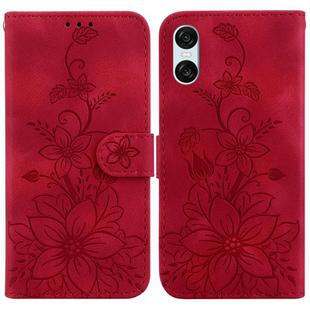 For Sony Xperia 10 VI Lily Embossed Leather Phone Case(Red)