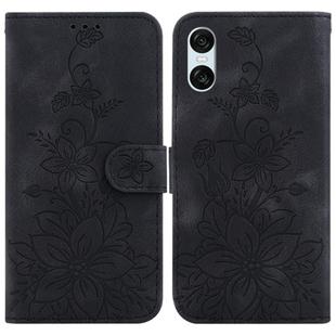 For Sony Xperia 10 VI Lily Embossed Leather Phone Case(Black)