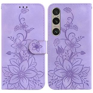 For Sony Xperia 1 VI Lily Embossed Leather Phone Case(Purple)