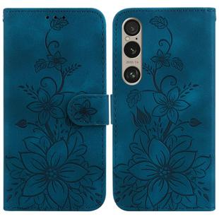 For Sony Xperia 1 VI Lily Embossed Leather Phone Case(Dark Blue)