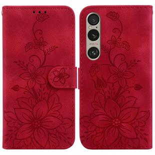 For Sony Xperia 1 VI Lily Embossed Leather Phone Case(Red)