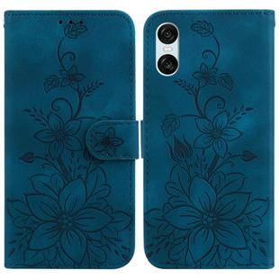 For Sony Xperia 5 VI Lily Embossed Leather Phone Case(Dark Blue)