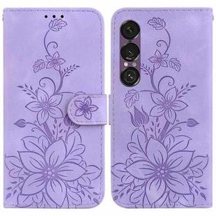 For Sony Xperia 1 VII Lily Embossed Leather Phone Case(Purple)