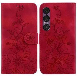 For Sony Xperia 1 VII Lily Embossed Leather Phone Case(Red)