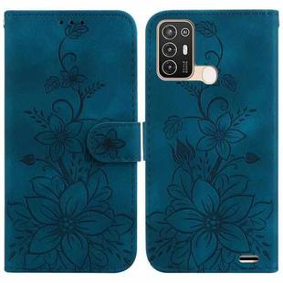 For ZTE Blade A52 Lily Embossed Leather Phone Case(Dark Blue)