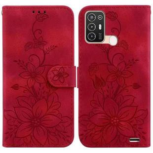 For ZTE Blade A52 Lily Embossed Leather Phone Case(Red)