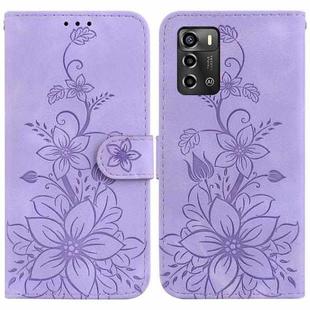 For ZTE Blade A72 / V40 Vita Lily Embossed Leather Phone Case(Purple)