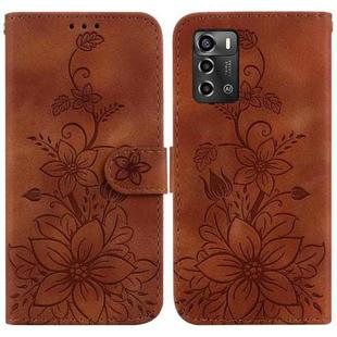 For ZTE Blade A72 / V40 Vita Lily Embossed Leather Phone Case(Brown)