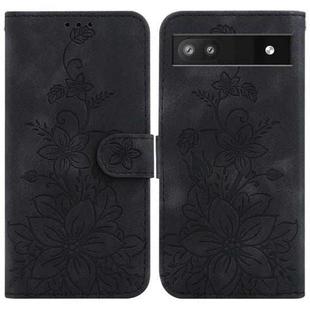For Google Pixel 6a Lily Embossed Leather Phone Case(Black)