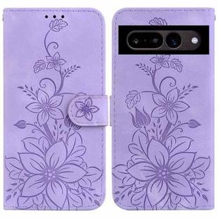 For Google Pixel 7 Pro Lily Embossed Leather Phone Case(Purple)