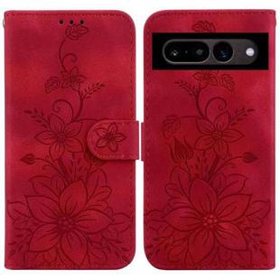 For Google Pixel 7 Pro Lily Embossed Leather Phone Case(Red)