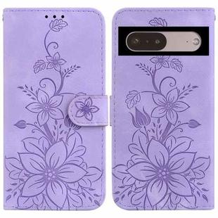 For Google Pixel 7 Lily Embossed Leather Phone Case(Purple)