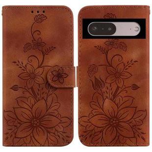 For Google Pixel 7 Lily Embossed Leather Phone Case(Brown)