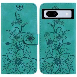 For Google Pixel 7a Lily Embossed Leather Phone Case(Green)