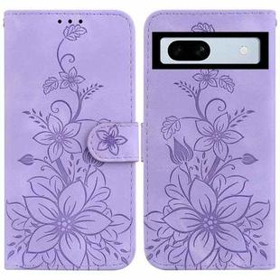 For Google Pixel 7a Lily Embossed Leather Phone Case(Purple)