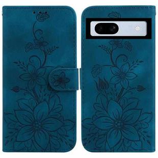 For Google Pixel 7a Lily Embossed Leather Phone Case(Dark Blue)