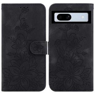 For Google Pixel 7a Lily Embossed Leather Phone Case(Black)