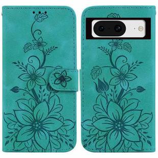 For Google Pixel 8 Lily Embossed Leather Phone Case(Green)