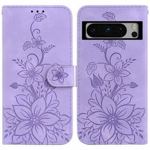 For Google Pixel 8 Pro Lily Embossed Leather Phone Case(Purple)
