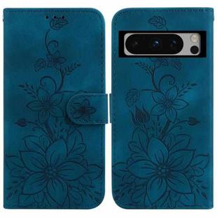For Google Pixel 8 Pro Lily Embossed Leather Phone Case(Dark Blue)