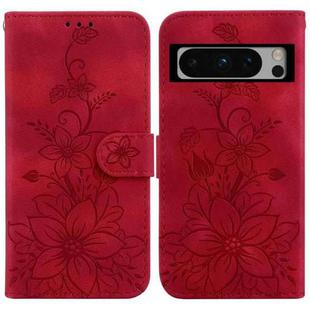 For Google Pixel 8 Pro Lily Embossed Leather Phone Case(Red)