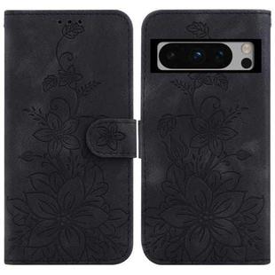 For Google Pixel 8 Pro Lily Embossed Leather Phone Case(Black)