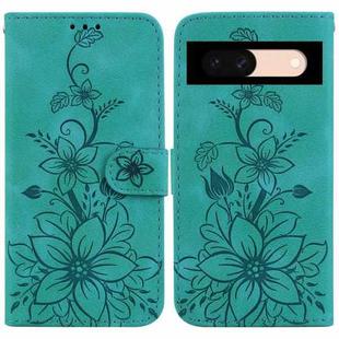 For Google Pixel 8a Lily Embossed Leather Phone Case(Green)