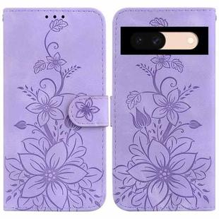 For Google Pixel 8a Lily Embossed Leather Phone Case(Purple)