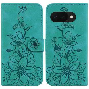 For Google Pixel 9a Lily Embossed Leather Phone Case(Green)