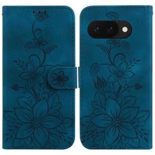 For Google Pixel 9a Lily Embossed Leather Phone Case(Dark Blue)