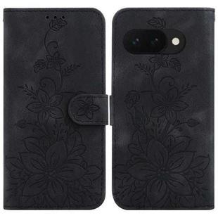 For Google Pixel 9a Lily Embossed Leather Phone Case(Black)