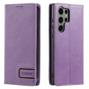 For Samsung Galaxy S23 Ultra 5G TTUDRCH RFID Retro Texture Magnetic Leather Phone Case(Purple)