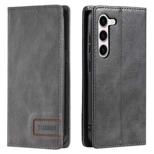 For Samsung Galaxy S23 5G TTUDRCH RFID Retro Texture Magnetic Leather Phone Case(Grey)