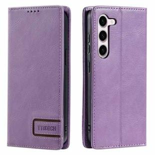 For Samsung Galaxy S23 5G TTUDRCH RFID Retro Texture Magnetic Leather Phone Case(Purple)