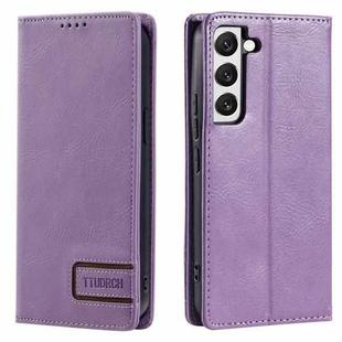 For Samsung Galaxy S22+ 5G TTUDRCH RFID Retro Texture Magnetic Leather Phone Case(Purple)