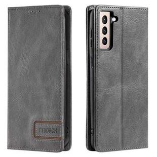 For Samsung Galaxy S21+ 5G TTUDRCH RFID Retro Texture Magnetic Leather Phone Case(Grey)