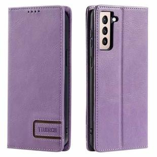 For Samsung Galaxy S21+ 5G TTUDRCH RFID Retro Texture Magnetic Leather Phone Case(Purple)