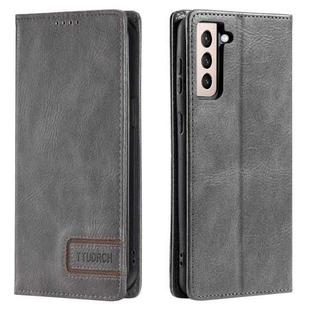 For Samsung Galaxy S21 5G TTUDRCH RFID Retro Texture Magnetic Leather Phone Case(Grey)