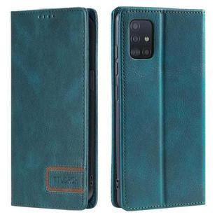For Samsung Galaxy A51 5G TTUDRCH RFID Retro Texture Magnetic Leather Phone Case(Greem)